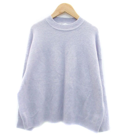 Crew Neck - 【中古】ザラ ZARA ニット セーター クルーネック 長袖 無地 オーバーサイズ ウール混 M 紫 パープル /HO16 レディース 【ベクトル 古着】 230904