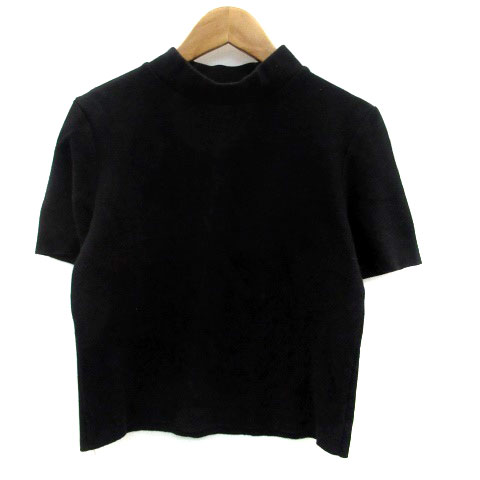 【中古】ザラ ZARA ニット カットソー ハイネック 半袖 無地 S 黒 ブラック /HO45 レディース 【ベクトル 古着】 230824
