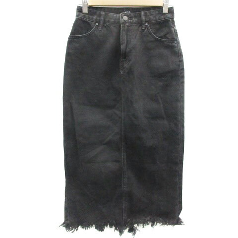 【中古】アズールバイマウジー AZUL by moussy デニムスカート タイトスカート ロング丈 フリンジ バックスリット S ブラック 黒 /YM25 レディース 【ベクトル 古着】 230824