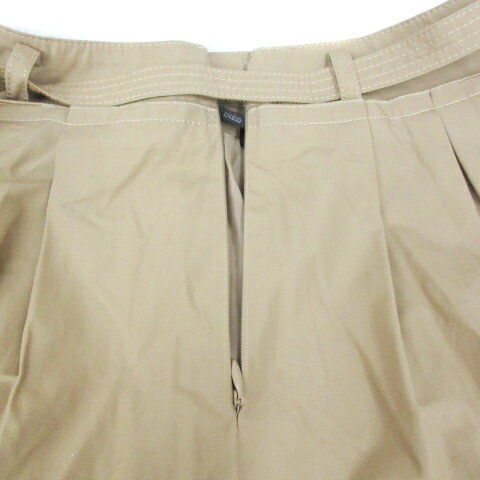 【中古】イネド INED フレアスカート ひざ丈 リングベルト付き 無地 9 ベージュ /FF45 レディース 【ベクトル 古着】 230824