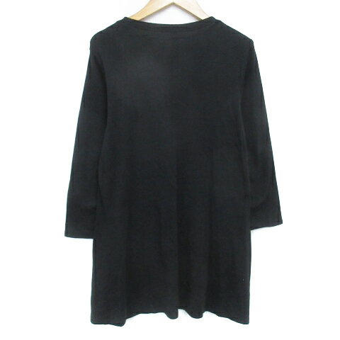 【中古】エディーバウアー EDDIE BAUER チュニック カットソー 長袖 ラウンドネック 無地 PS 黒 ブラック /FF24 レディース 【ベクトル 古着】 230824