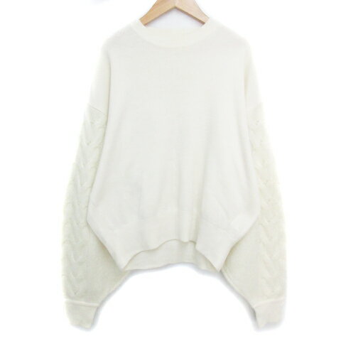 Crew Neck - 【中古】ケイビーエフ KBF アーバンリサーチ ニット セーター 長袖 クルーネック 切替 ケーブル編み ウール混 F 白 ホワイト /FF15 ■MO レディース 【ベクトル 古着】 230829