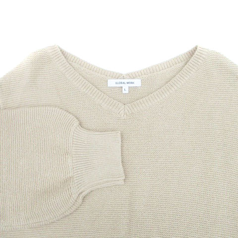 【中古】グローバルワーク GLOBAL WORK ニット セーター Vネック 長袖 無地 L ベージュ /HO38 レディース 【ベクトル 古着】 230921 auc-vector-19482563 ブランド古着の買取販売ベクトル サンプル画像3
