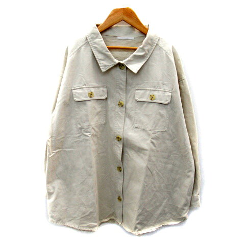 Sleeveless - 【中古】レトロガール RETRO GIRL ワークシャツ 長袖 無地 オーバーサイズ M ベージュ /SY42 レディース 【ベクトル 古着】 230911
