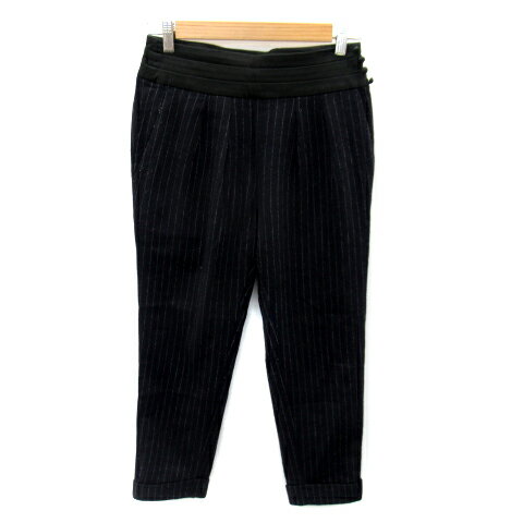 【中古】デイシー deicy テーパードパンツ アンクル丈 ピンストライプ柄 ロールアップ ウール 1 紺 ネイビー 白 /SY28 ■MO レディース 【ベクトル 古着】 230912