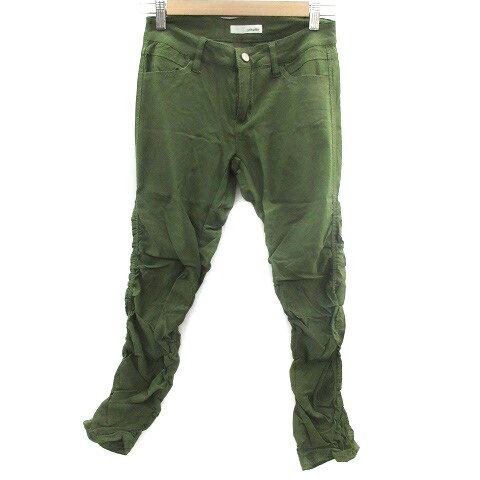 【中古】シューラルー SHOO・LA・RUE サブリナパンツ 七分丈 シャーリング M カーキ /YM15 ■MO レディース 【ベクトル 古着】 230925