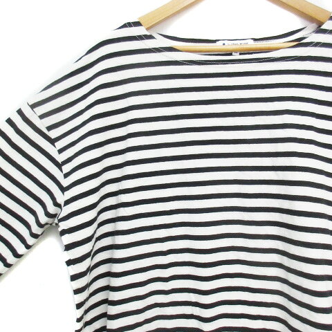 【中古】グローバルワーク GLOBAL WORK カットソー Tシャツ 長袖 ボートネック 透け感 ボーダー柄 M 白 黒 ホワイト ブラック /FF27 レディース 【ベクトル 古着】 230907 auc-vector-19459035 ブランド古着の買取販売ベクトル サンプル画像3