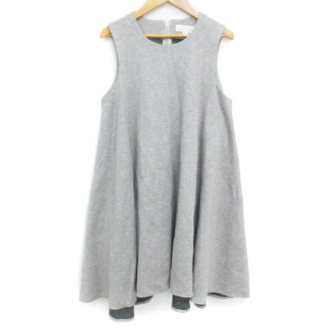 【中古】ジルスチュアート JILL STUART フレアワンピース ひざ丈 ノースリーブ Uネック 4 杢グレー /FF6 レディース 【ベクトル 古着】 230907