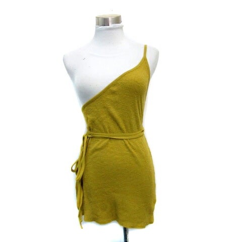 【中古】ケイビーエフ KBF アーバンリサーチ ニット カットソー ノースリーブ ワンショルダー リボン ONE イエロー 黄色 /MS26 レディース 【ベクトル 古着】 230913