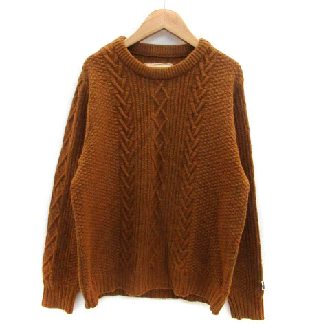 Crew Neck - 【中古】ジーアールエヌ grn ニット セーター クルーネック 長袖 無地 ウール L 茶色 ブラウン /HO7 レディース 【ベクトル 古着】 230915