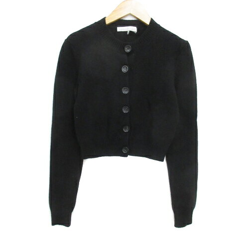 【中古】イブルース i Blues ニットカーディガン ショート丈 ウール混 カシミヤ混 アンゴラ混 無地 M 黒 ブラック /FF34 レディース 【ベクトル 古着】 230914