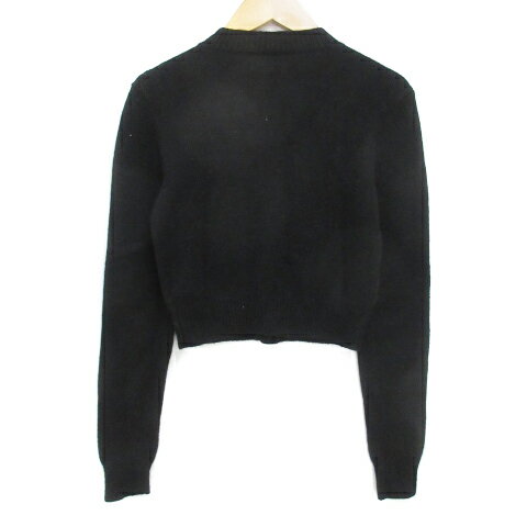 【中古】イブルース i Blues ニットカーディガン ショート丈 ウール混 カシミヤ混 アンゴラ混 無地 M 黒 ブラック /FF34 レディース 【ベクトル 古着】 230914