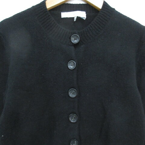 【中古】イブルース i Blues ニットカーディガン ショート丈 ウール混 カシミヤ混 アンゴラ混 無地 M 黒 ブラック /FF34 レディース 【ベクトル 古着】 230914