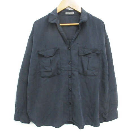 Long-Sleeved - 【中古】ニコアンド Niko and.. シャツ ブラウス 長袖 スキッパーカラー 無地 F 黒 ブラック /FF33 レディース 【ベクトル 古着】 230914