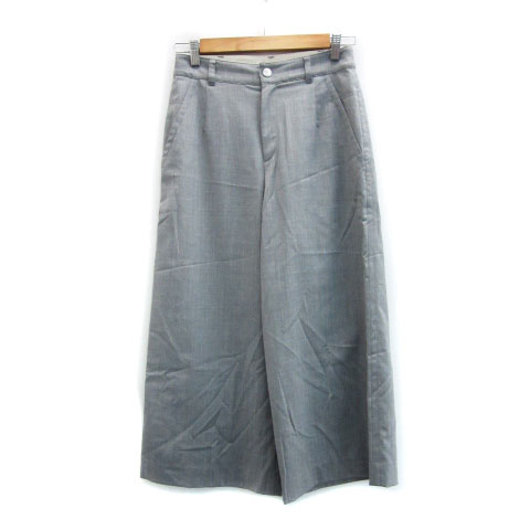 【中古】ヒューマンウーマン HUMAN WOMAN ワイドパンツ アンクル丈 ウール混 S グレー /MS13 レディース 【ベクトル 古着】 230915