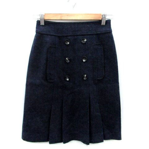 【中古】ビアッジョブルー Viaggio Blu フレアスカート ひざ丈 ウール 1 紺 ネイビー /HO42 レディース 【ベクトル 古着】 230925