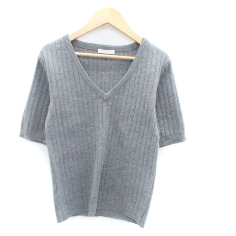【中古】ムルーア MURUA ニット セーター Vネック 半袖 無地 F グレー /HO8 レディース 【ベクトル 古..