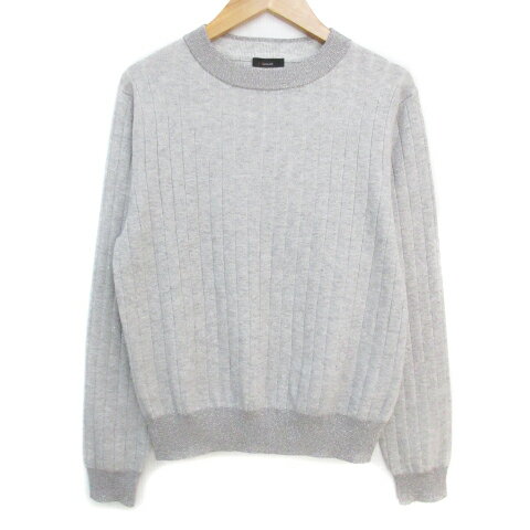 【中古】セブンアイディコンセプト 7-IDconcept リブニット カットソー 長袖 クルーネック ラメ 40 杢..