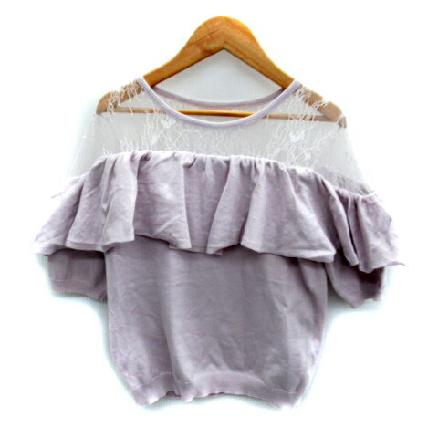 【中古】トランテアン ソン ドゥ モード 31 Sons de mode ニット カットソー 半袖 オフショルダー風 レース 36 薄紫 パープル /SY4 レディース 【ベクトル 古着】 230927