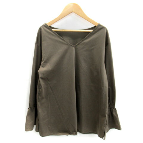 【中古】ミミ&ロジャー mimi&roger カットソー 長袖 Vネック 無地 フレアスリーブ F カーキ /SY29 レデ..