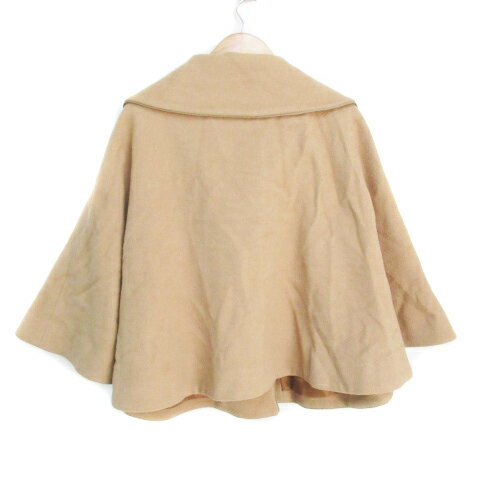 【中古】アナトリエ ANATELIER コート ポンチョ ショート丈 ウール アンゴラ混 シングルボタン リボン 36 ベージュ /FF2 レディース 【ベクトル 古着】 231117