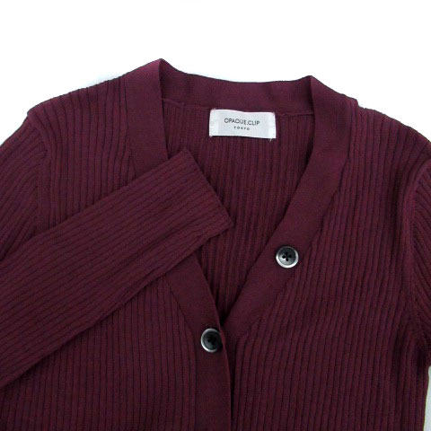 【中古】オペークドットクリップ OPAQUE.CLIP ニットカーディガン Vネック ミドル丈 M マゼンタ /HO9 レディース 【ベクトル 古着】 230928