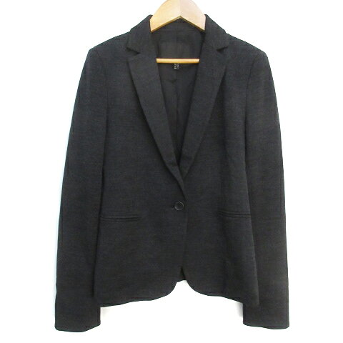 Wool - 【中古】アイシービー iCB テーラードジャケット ミドル丈 ウール 総裏地 シングルボタン 総柄 7 黒 グレー ブラック /FF46 レディース 【ベクトル 古着】 230927