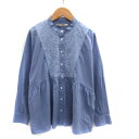 【中古】メルローズ MELROSE シャツ ブラウス 長袖 バンドカラー 刺繍 青 ブルー /SM26 レディース 【ベクトル 古着】 230930