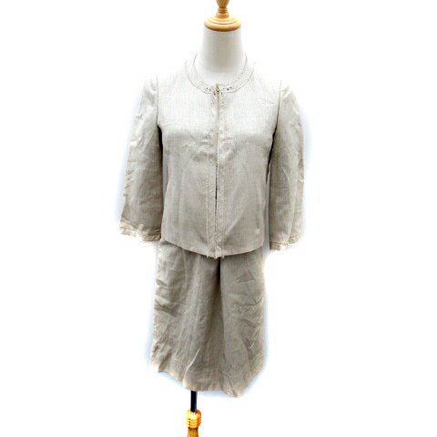 【中古】ケーティー キヨコ タカセ K.T KIYOKO TAKASE LINO セットアップ 上下 ノーカラージャケット ミドル丈 ワンピース ひざ丈 ノースリーブ ラウンドネック リボン シルク 9 ベージュ 白 /SY7 レディース 【ベクトル 古着】 231006 【中古】ケーティー キヨコ タカセ K.T KIYOKO TAKASE LINO セットアップ 上下 ノーカラージャケット ミドル丈 ワンピース ひざ丈 ノースリーブ ラウンドネック リボン シルク 9 ベージュ 白 /SY7 レディース 【ベクトル 古着】 231006
