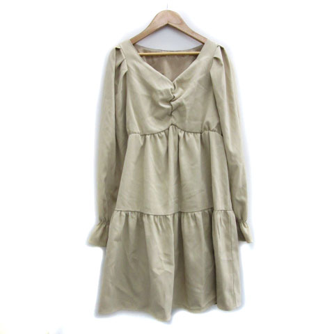 乐天商城 - 【中古】オリーブデオリーブ OLIVE des OLIVE ワンピース 長袖 ひざ丈 Vネック F ベージュ /MS25 レディース 【ベクトル 古着】 231003