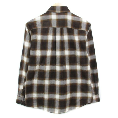 【中古】レノマ renoma ネルシャツ カジュアルシャツ 長袖 ロゴ刺? チェック柄 マルチカラー M 茶 白 ブラウン ホワイト /FF48 メンズ 【ベクトル 古着】 231005