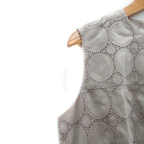 【中古】セオリーリュクス theory luxe ワンピース ラウンドネック ノースリーブ ひざ丈 総柄 レース 38 グレー /HO31 レディース 【ベクトル 古着】 231012