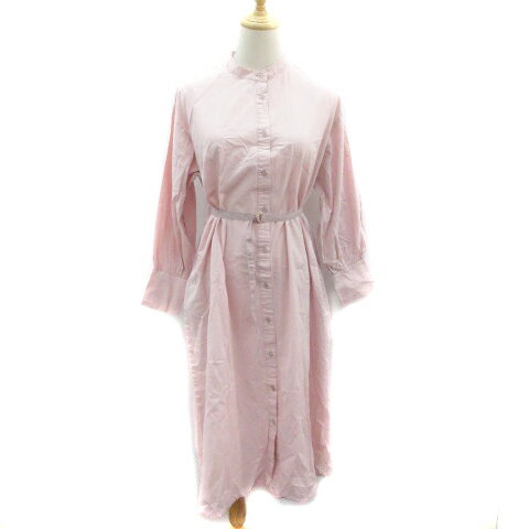 【中古】ナチュラルクチュール natural couture シャツワンピース ロング丈 長袖 バンドカラー ベルト F ピンク /YM1 レディース 【ベクトル 古着】 231012 【中古】ナチュラルクチュール natural couture シャツワンピース ロング丈 長袖 バンドカラー ベルト F ピンク /YM1 レディース 【ベクトル 古着】 231012