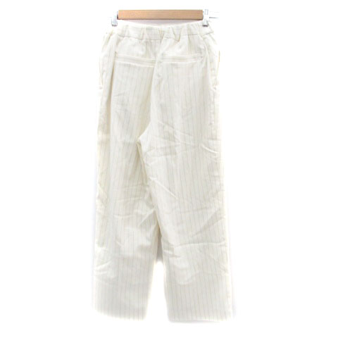 ブランド古着の買取販売ベクトルの【中古】シンプリシテェ Simplicite ワイドパンツ アンクル丈 ストライプ柄 イージー S オフホワイト 黒 ブラック /HO46 レディース 【ベクトル 古着】 240126｜アングル2