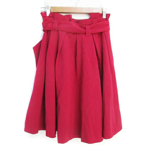 【中古】トランテアン ソン ドゥ モード 31 Sons de mode フレアスカート ミモレ丈 ベルト付き 無地 36 赤 レッド /FF48 レディース 【ベクトル 古着】 231025