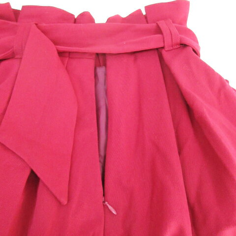 【中古】トランテアン ソン ドゥ モード 31 Sons de mode フレアスカート ミモレ丈 ベルト付き 無地 36 赤 レッド /FF48 レディース 【ベクトル 古着】 231025