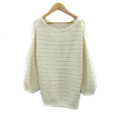 【中古】スタディオクリップ Studio Clip ニット カットソー 長袖 ラウンドネック かぎ編み オーバーサ..