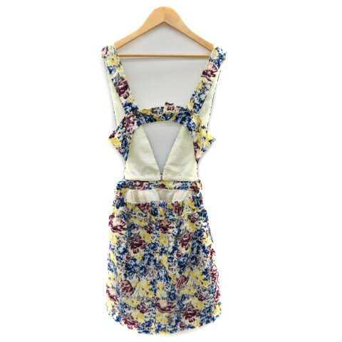 【中古】ジルバイジルスチュアート JILL by JILLSTUART ジャンパースカート ワンピース フレアスカート ミニ丈 2way 花柄 S マルチカラー 青 ブルー /YK42 レディース 【ベクトル 古着】 231101