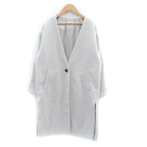 【中古】アースミュージック&エコロジー EARTH MUSIC & ECOLOGY ノーカラーコート ロング丈 オーバーサイズ S グレー /HO24 レディース 【ベクトル 古着】 231101