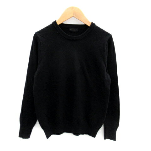 【中古】アパートバイローリーズ apart by lowrys ニット カットソー 長袖 クルーネック 無地 M 黒 ブラック /SY37 レディース 【ベクトル 古着】 231101