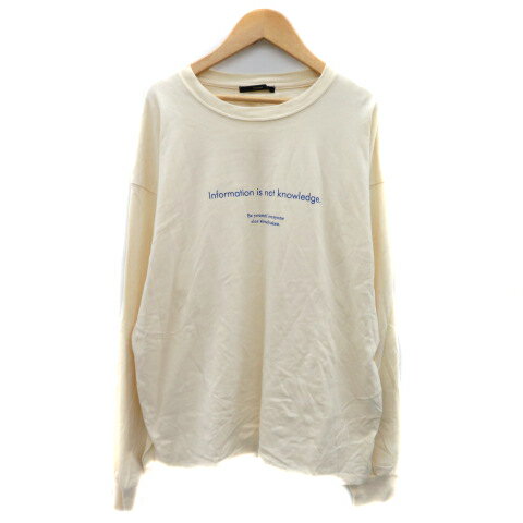 【中古】カスタネ Kastane カットソー 長袖 ラウンドネック プリント オーバーサイズ F アイボリー /YK18 レディース 【ベクトル 古着】 231107