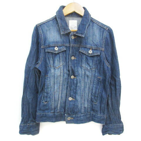 【中古】アーバンリサーチ URBAN RESEARCH デニムジャケット Gジャン ジージャン ミドル丈 ステンカラー 38 青 ブルー /FF17 レディー..