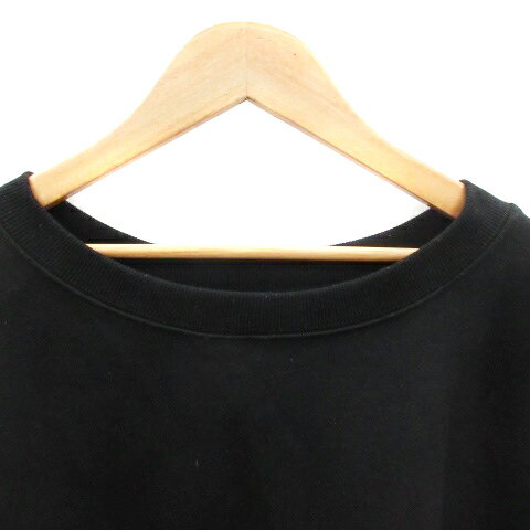 【中古】ページボーイ PAGE BOY alicia トレーナー 長袖 ラウンドネック 無地 オーバーサイズ F ブラック 黒 /YM38 レディース 【ベクトル 古着】 231115