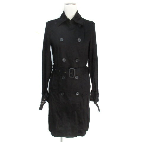 【中古】マウジー moussy トレンチコート スプリングコート ロング丈 ステンカラー ダブルボタン ベルト付き S 黒 ブラック /FF4 ■MO レディース 【ベクトル 古着】 231208 【中古】マウジー moussy トレンチコート スプリングコート ロング丈 ステンカラー ダブルボタン ベルト付き S 黒 ブラック /FF4 ■MO レディース 【ベクトル 古着】 231208