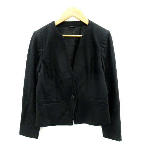 【中古】アナイ ANAYI ノーカラージャケット ミドル丈 総裏地 無地 ウール 38 黒 ブラック /SY36 レディース 【ベクトル 古着】 231116 【中古】アナイ ANAYI ノーカラージャケット ミドル丈 総裏地 無地 ウール 38 黒 ブラック /SY36 レディース 【ベクトル 古着】 231116