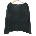 【中古】B&Y ユナイテッドアローズ BEAUTY&YOUTH ビューティー&ユース リブニット カットソー 長袖 ボートネック 無地 F ダークグリーン 緑 ...