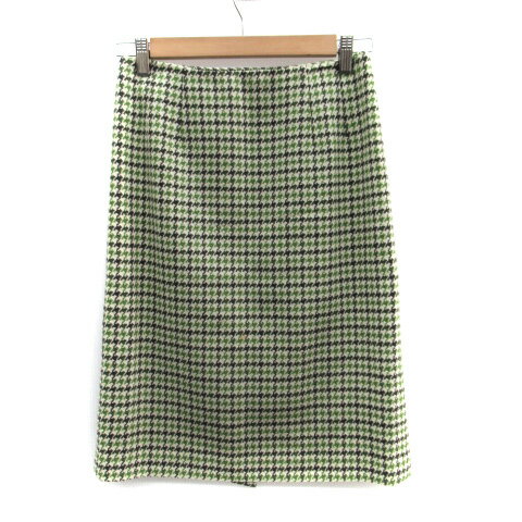 【中古】タルボット TALBOTS タイトスカート ストレートスカート ミモレ丈 千鳥格子柄 ウール 4 マルチカラー グリーン 緑 アイボリー /SM1 レディース 【ベクトル 古着】 231208
