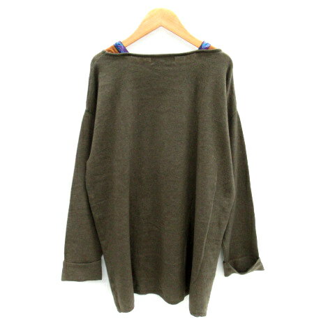 【中古】チチカカ titicaca ニットチュニック 長袖 ラウンドネック 無地 ロールアップ F 茶 ブラウン /SY32 レディース 【ベクトル 古着】 231129
