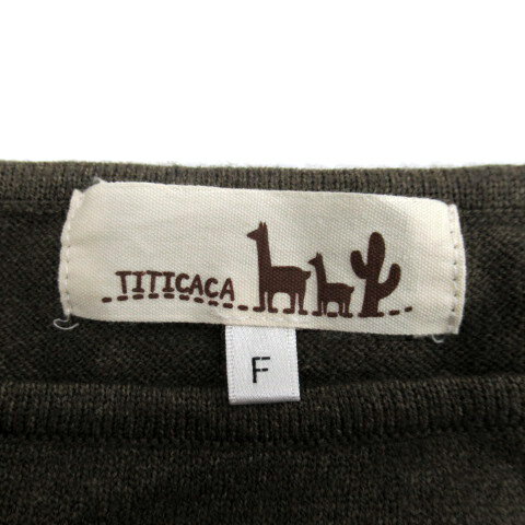 【中古】チチカカ titicaca ニットチュニック 長袖 ラウンドネック 無地 ロールアップ F 茶 ブラウン /SY32 レディース 【ベクトル 古着】 231129
