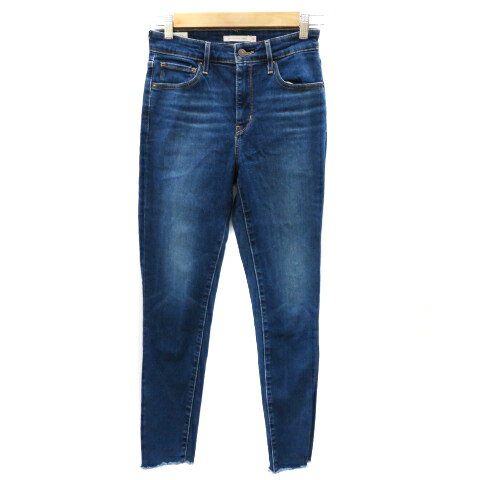 【中古】リーバイスプレミアム Levis PReMIUM 721 デニムパンツ ジーンズ スキニーパンツ ロング丈 フリンジ ウォッシュ加工 無地 26 インディゴ /YK30 レディース 【ベクトル 古着】 231129